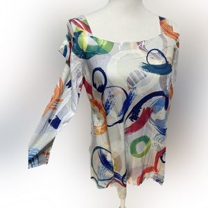 NWOT Impulse California Size PM lightweight cold shoulder top. Made in USA